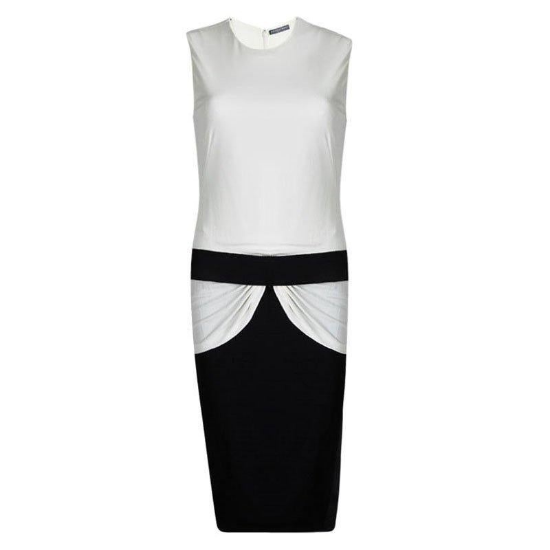 Alexander McQueen Monochrome Knit Draped Sleeveless Dress M