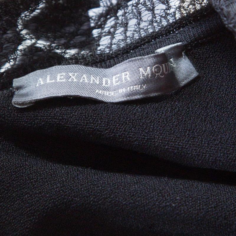 Black Alexander McQueen Monochrome Knit Ruffle Detail Top and Mini Skirt Set S/M