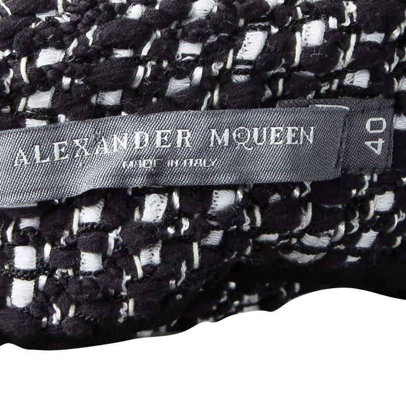 Alexander McQueen Monochrome Tweed Slit Detail Skirt S For Sale 1