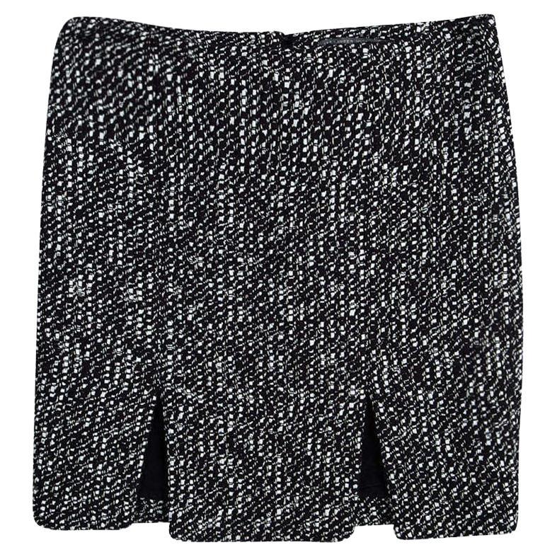 Alexander McQueen Monochrome Tweed Slit Detail Skirt S For Sale