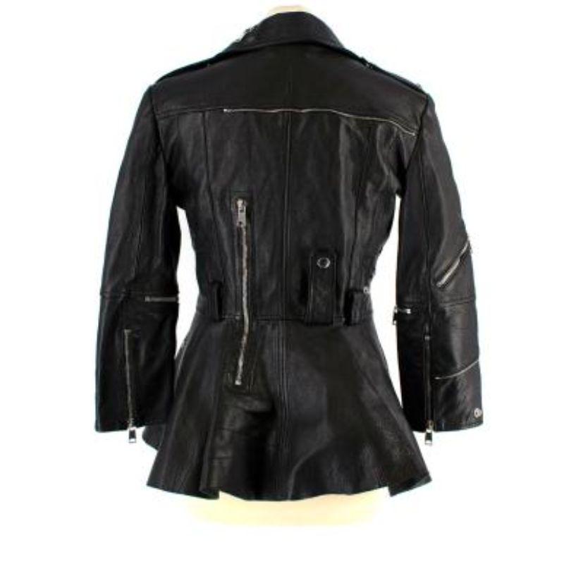 Alexander McQueen Multi Zip Cropped Sleeve Leather Jacket In Good Condition For Sale In London, GB