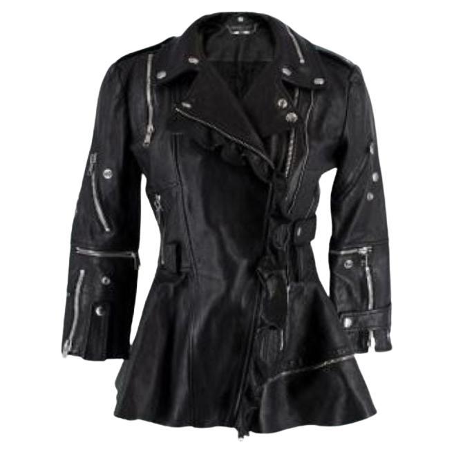 Alexander McQueen Multi Zip Cropped Sleeve Leather Jacket For Sale
