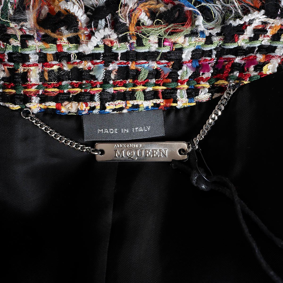 ALEXANDER MCQUEEN Veste en coton multicolore TRIM FRINGED TWEED Jacket 38 XS 2017 en vente 3