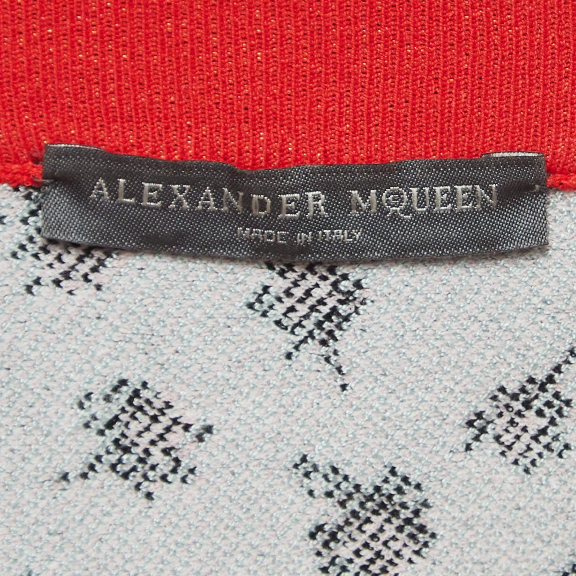 Alexander Mcqueen mini-jupe en maille extensible Intarsia à fleurs multicolores XXS Bon état - En vente à Dubai, Al Qouz 2