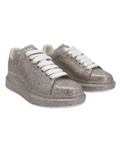 Alexander Mcqueen Multicolor Glitter Spray Oversized Sneakers in Silver Leather