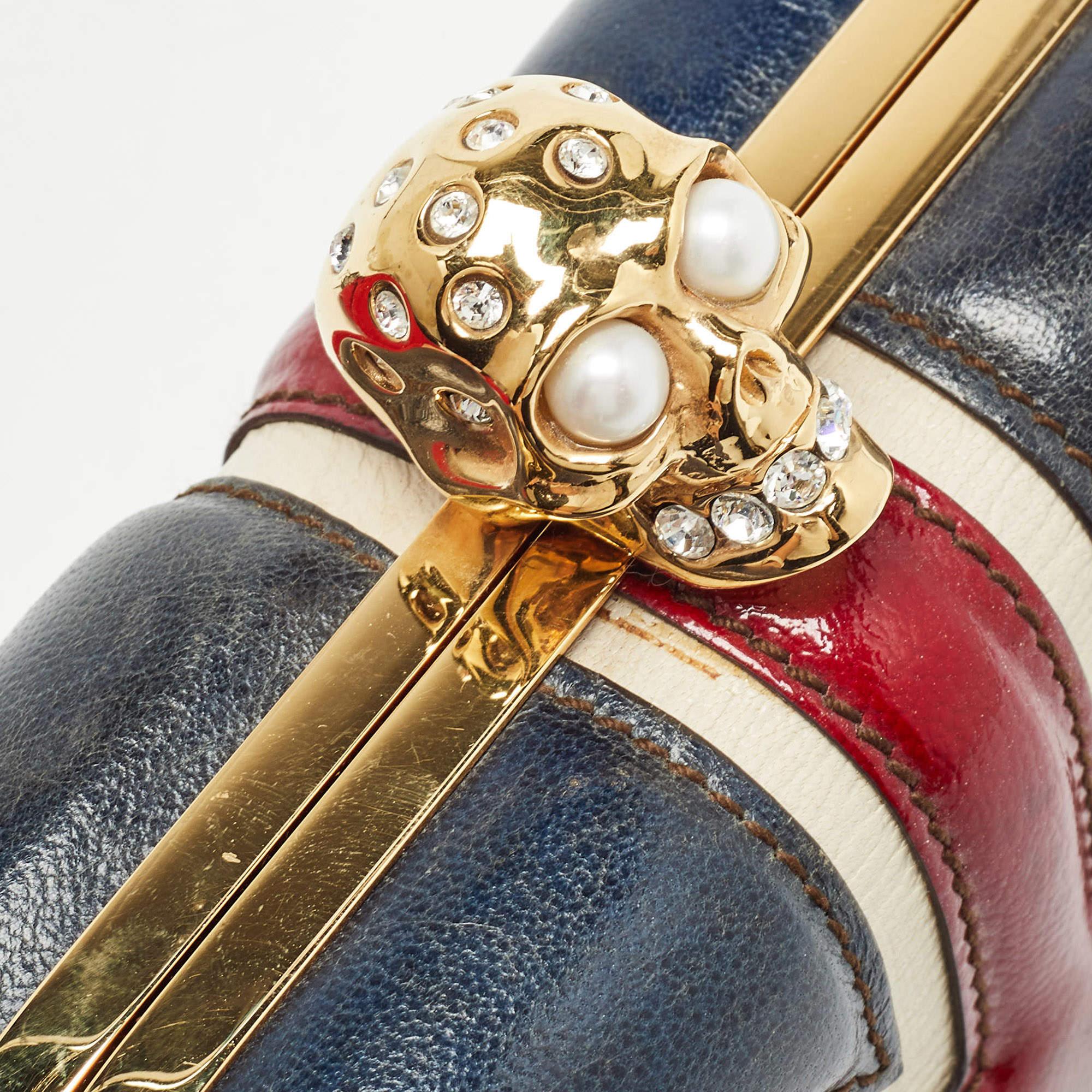 Alexander McQueen Multicolor Leather Britannia Skull Box Clutch 1