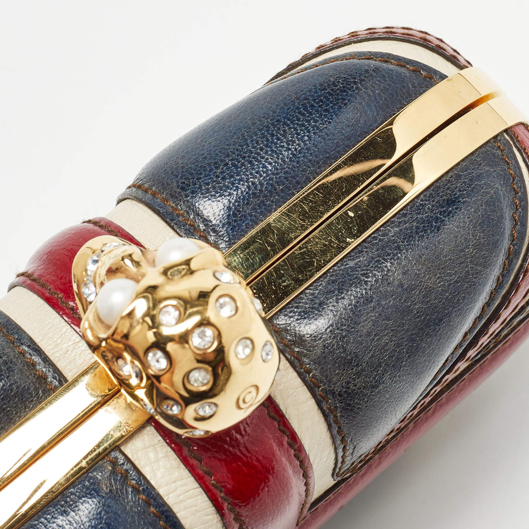 Alexander McQueen Multicolor Leather Britannia Skull Box Clutch 2