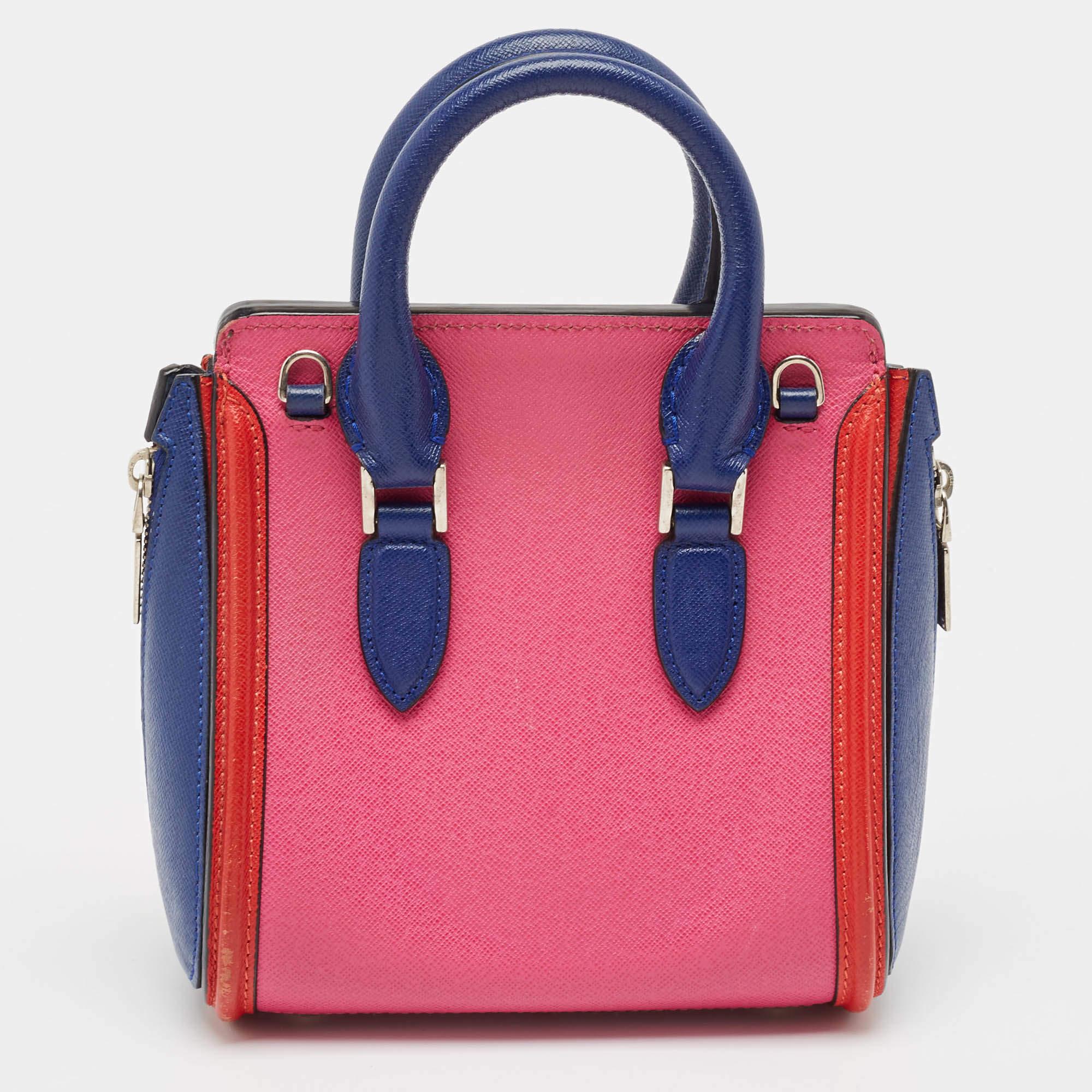 Alexander McQueen Multicolor Leather Mini Heroine Bag In Fair Condition For Sale In Dubai, Al Qouz 2