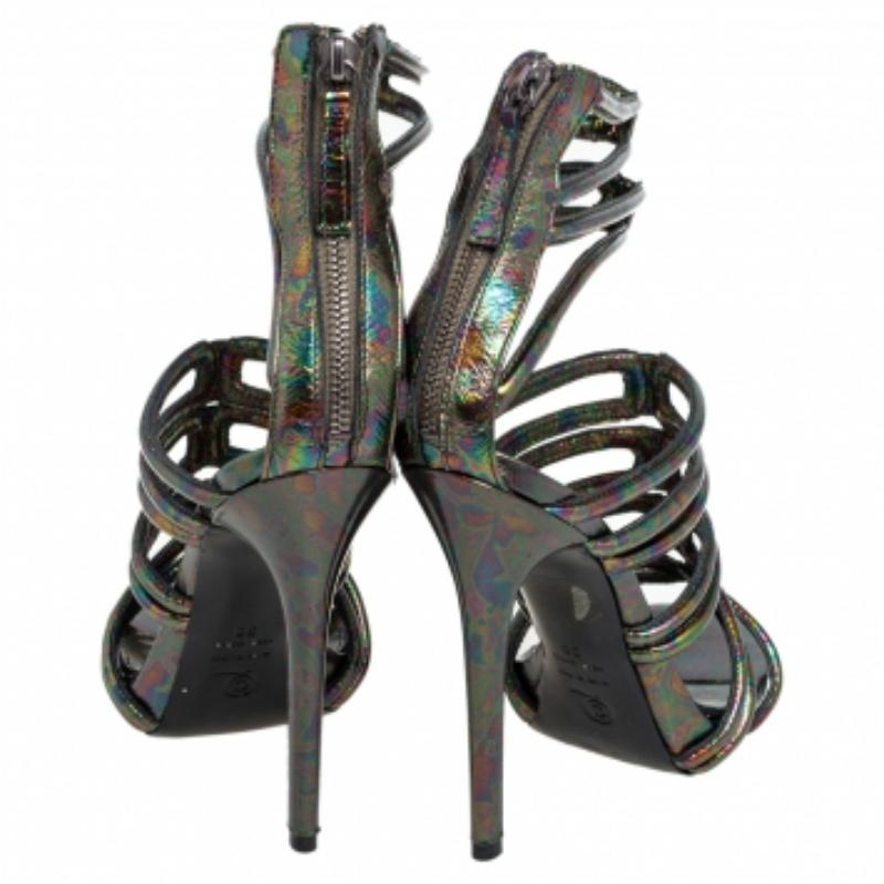 Women's Alexander McQueen Multicolor Oil Slick Texture Leather Gladiator Sandals Size 38