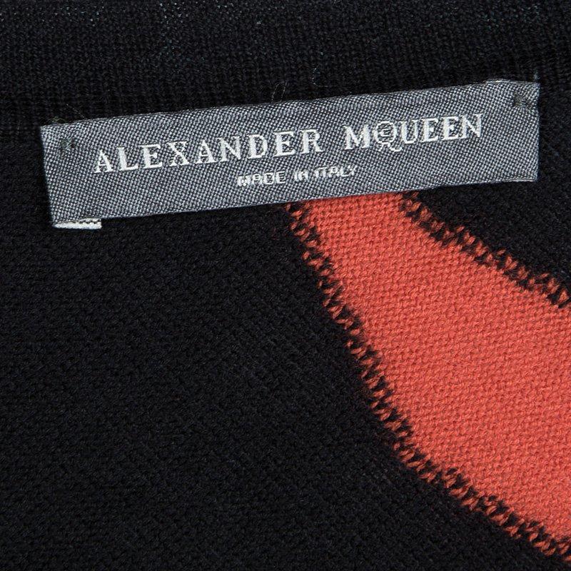 Women's Alexander McQueen Multicolor Patterned Wool Dolman Sleeve Dress L
