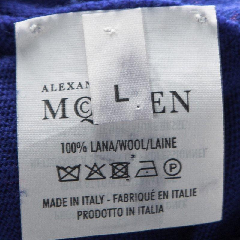 Alexander McQueen Multicolor Patterned Wool Dolman Sleeve Dress L 1