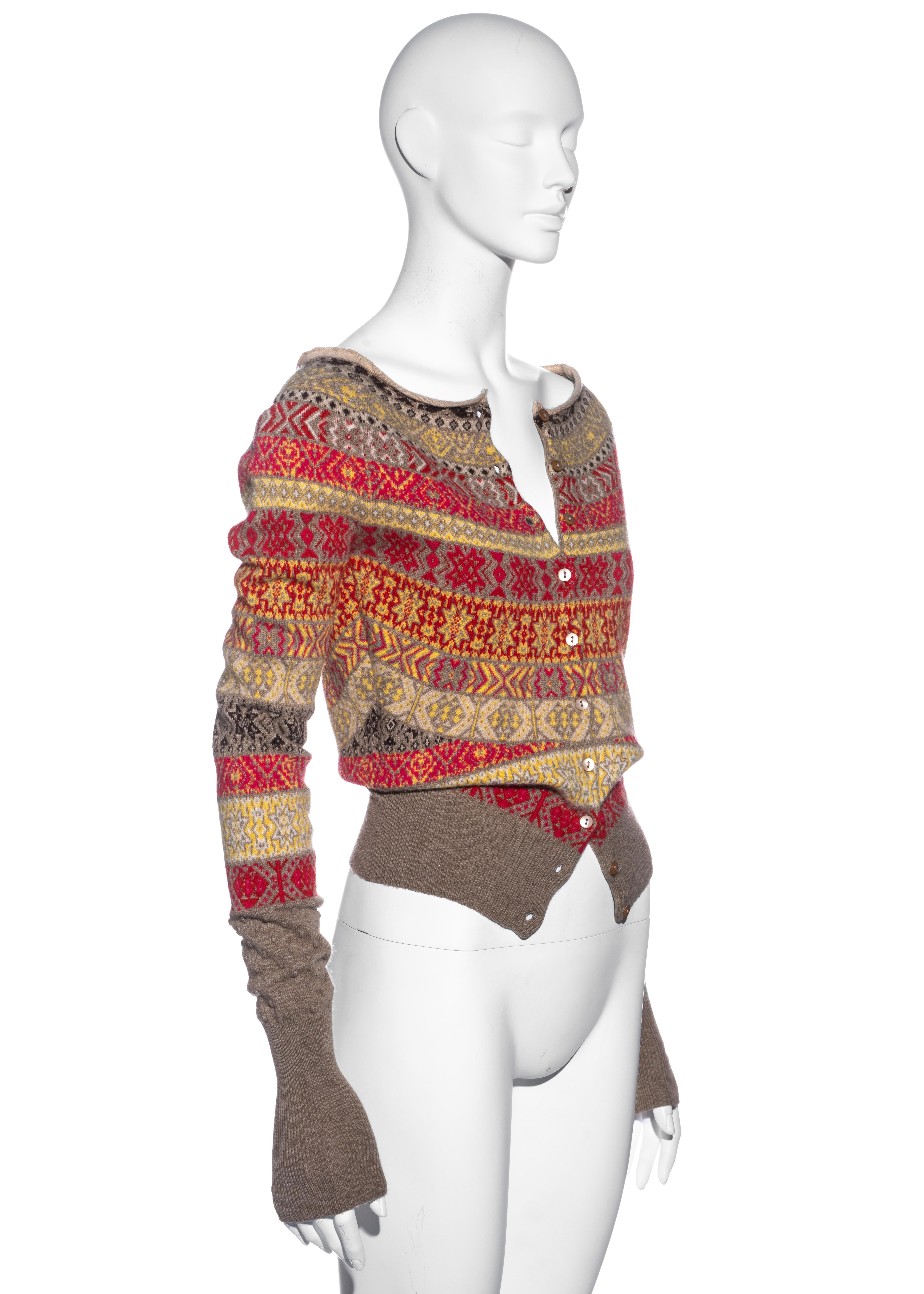 Alexander McQueen multicoloured knitted wool cardigan, fw 2005 2