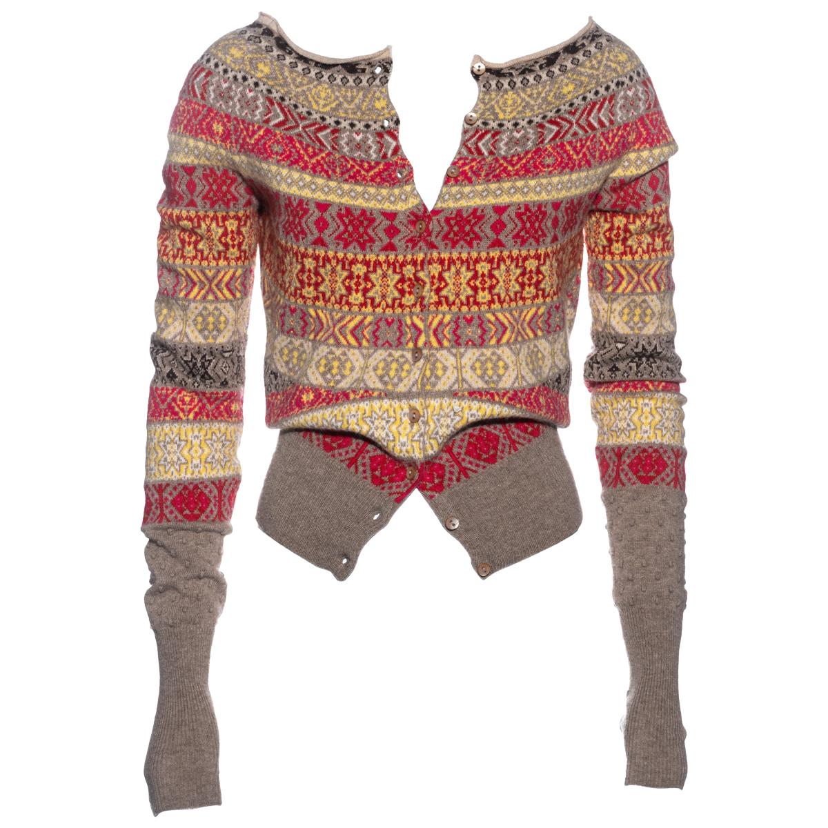 Alexander McQueen multicoloured knitted wool cardigan, fw 2005