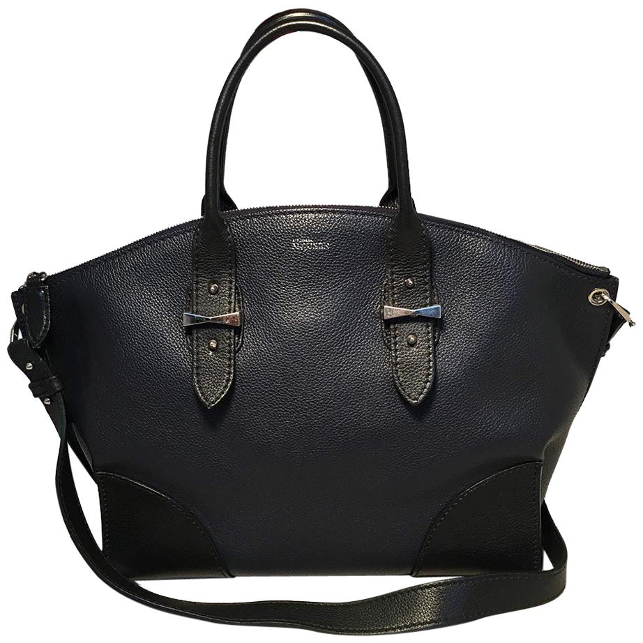 Alexander McQueen Navy and Black Leather Legend Satchel Tote Handbag ...