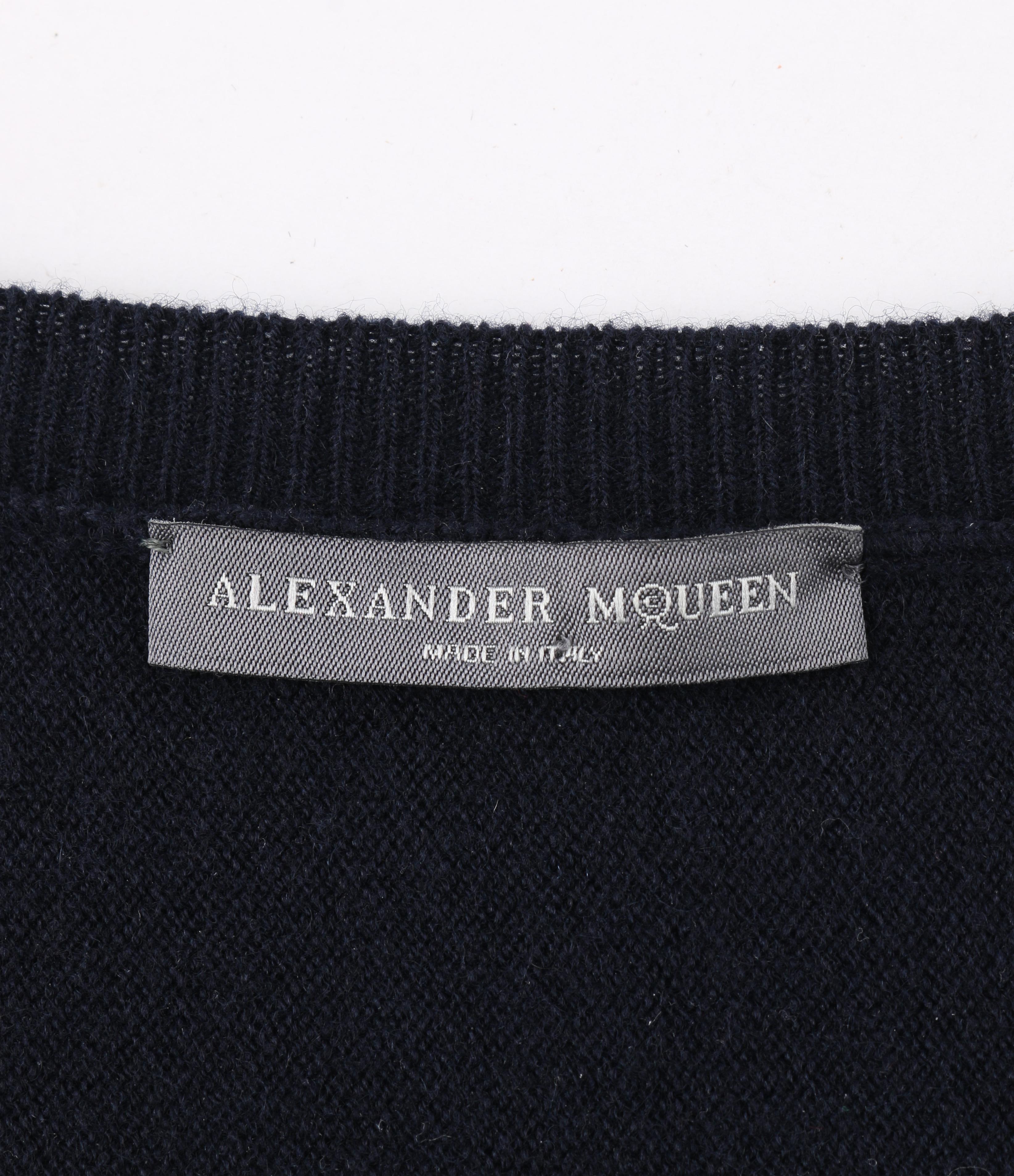 Women's ALEXANDER McQUEEN Navy Blue Cashmere Knit Peplum Sweater