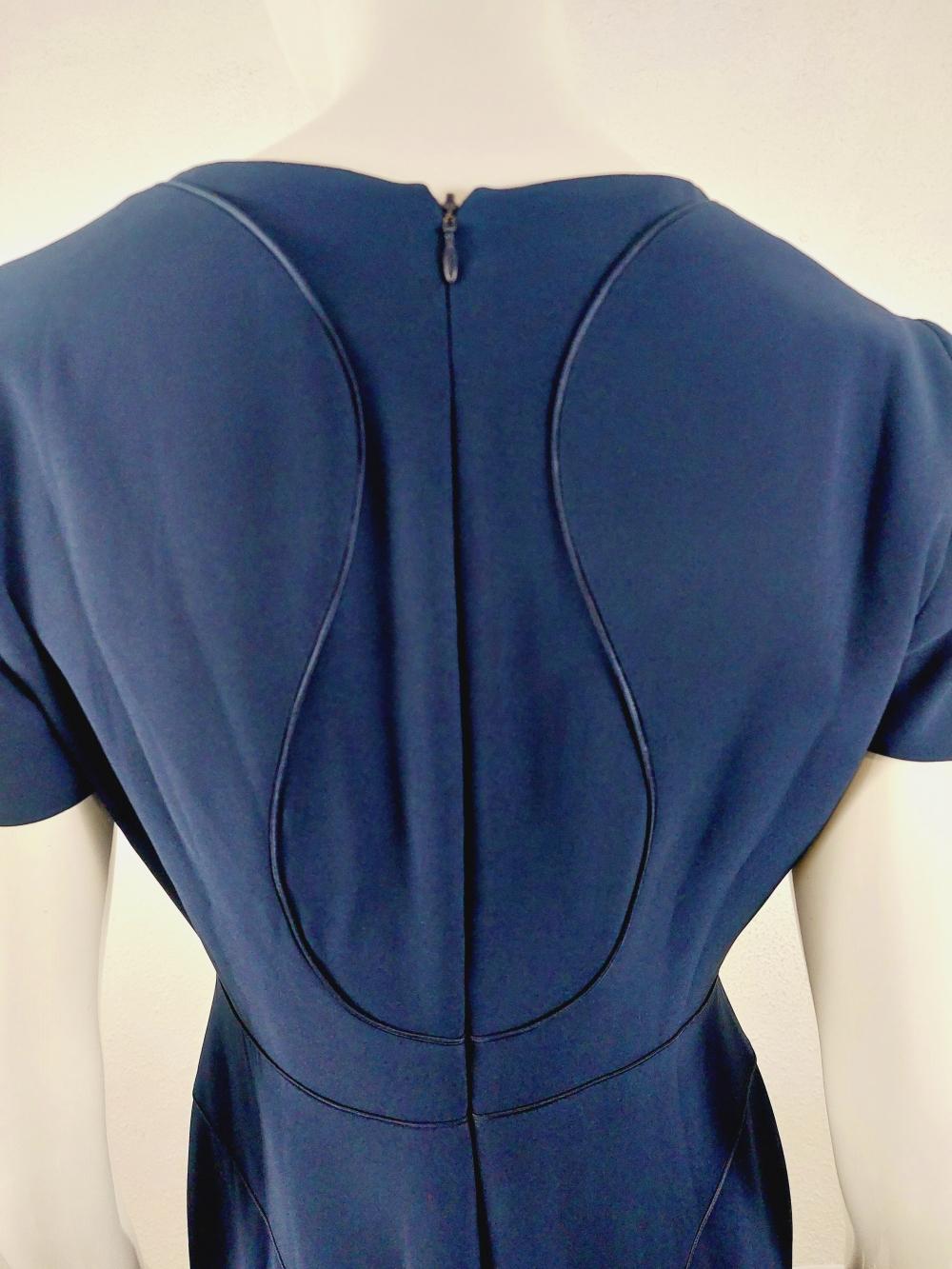 Women's Alexander McQueen Navy blue Cutwork Corset Curved Formal Evening Cocktail Dress For Sale