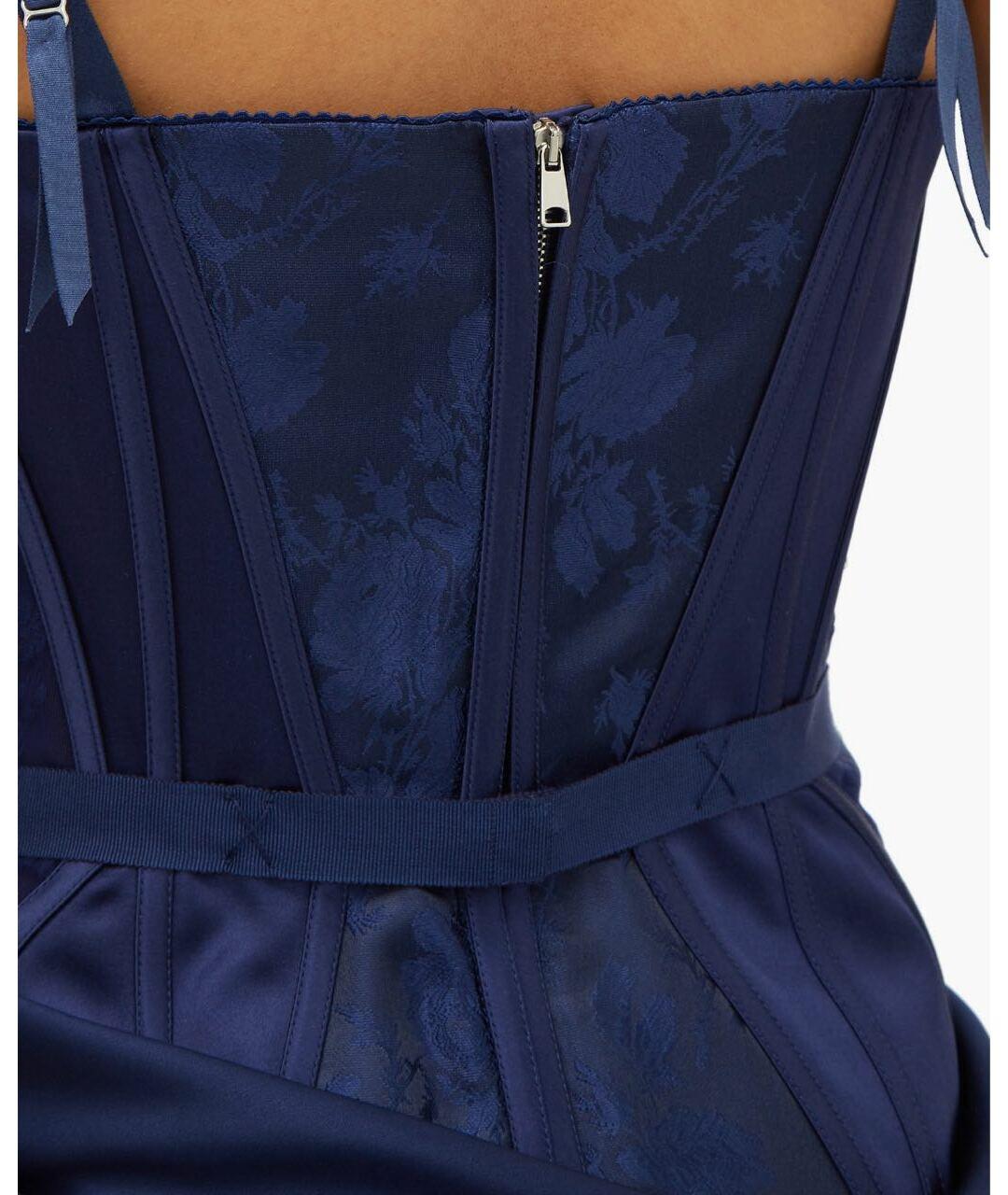 Black ALEXANDER McQueen NAVY BLUE EVENING CORSET DRESS 40