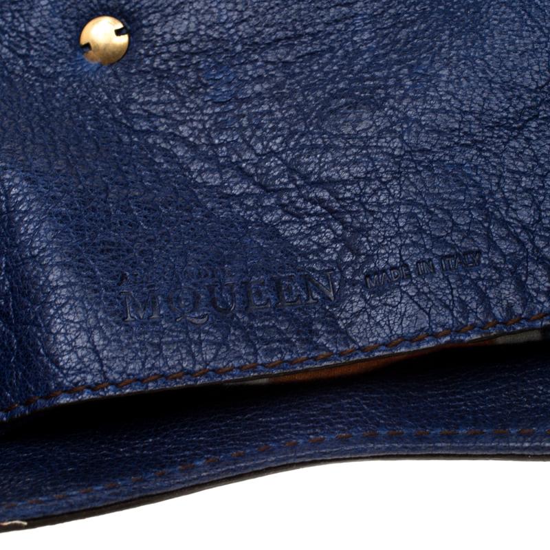 Women's Alexander McQueen Navy Blue Flappy Leather Clutch