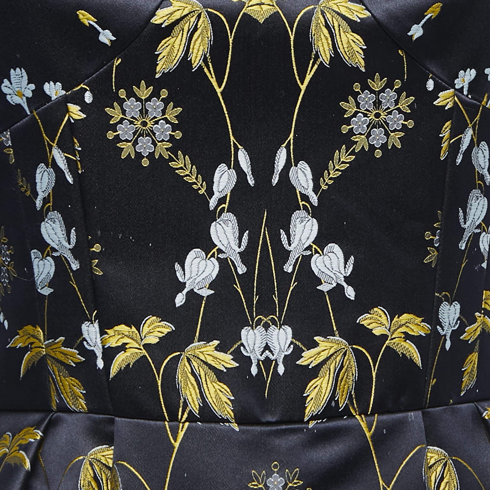 Black Alexander McQueen Navy Blue Floral Jacquard Sleeveless Gown S