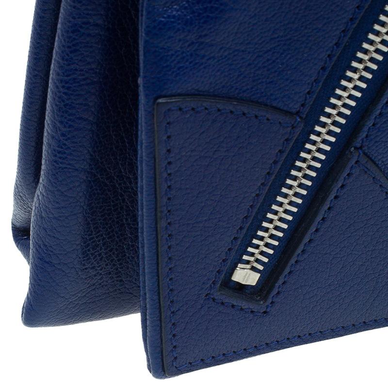 Alexander McQueen Navy Blue Leather Faithful Glove Clutch 4