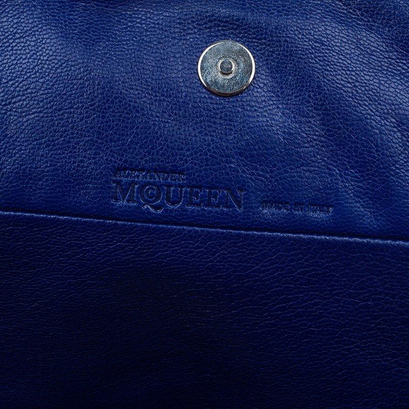 Women's Alexander McQueen Navy Blue Leather Faithful Glove Clutch