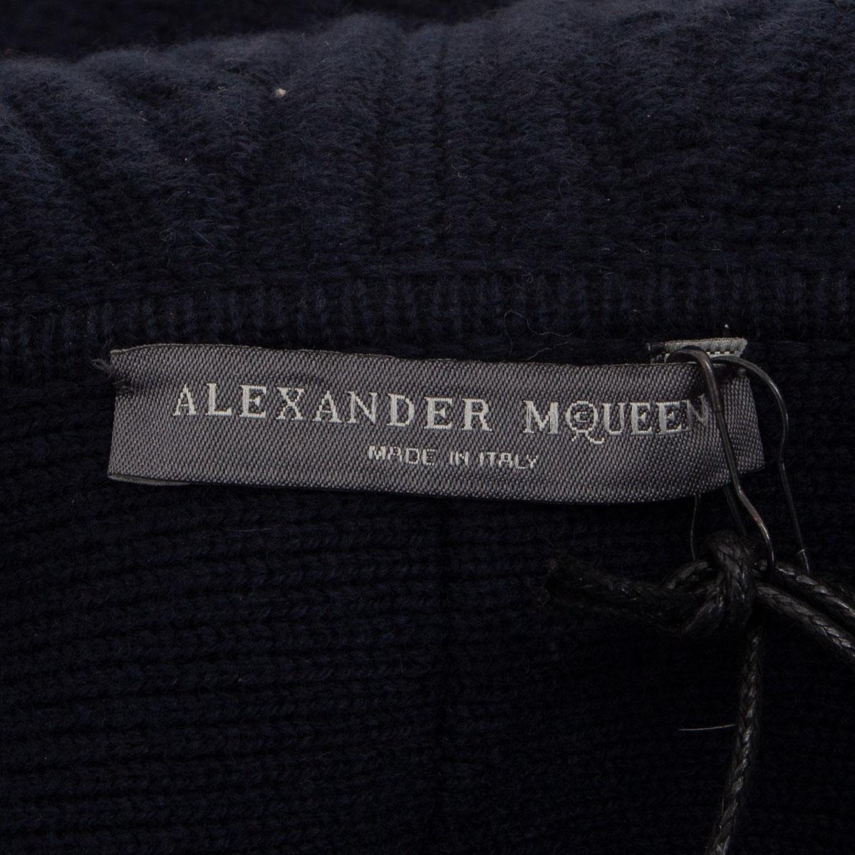 Black Alexander McQueen navy blue wool blend WIDE COLLAR DOUBLE-BREASTED Jacket M