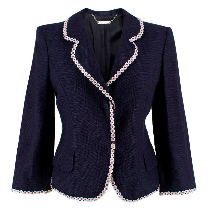 Black Alexander McQueen Navy Buttoned Blazer - Size US 4