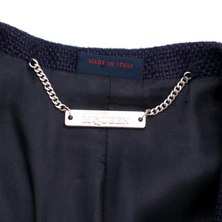 Alexander McQueen Navy Buttoned Blazer - Size US 4 For Sale 2