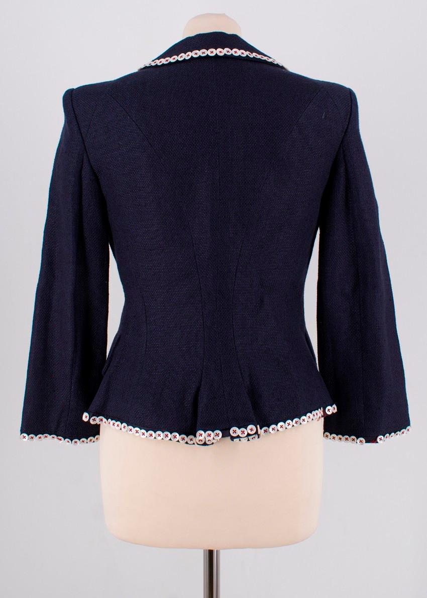 Alexander McQueen Navy Buttoned Blazer - Size US 4 4