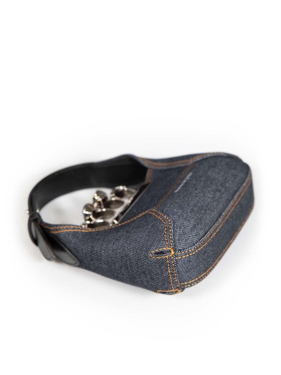 Women's Alexander McQueen Navy Mini The Jewelled Hobo Denim Bag