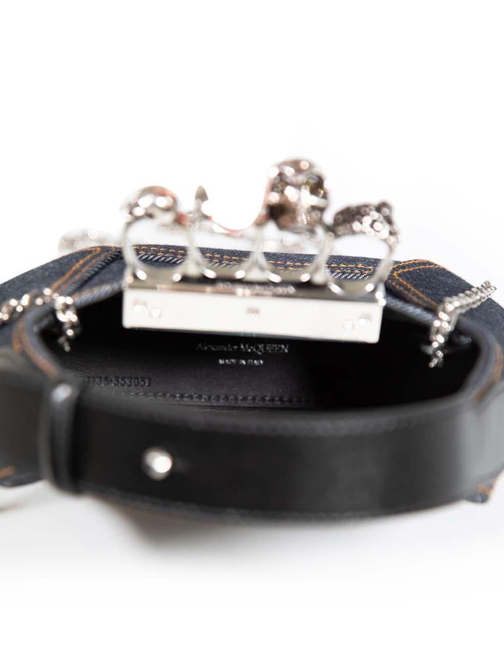 Alexander McQueen Navy Mini The Jewelled Hobo Denim Bag 2