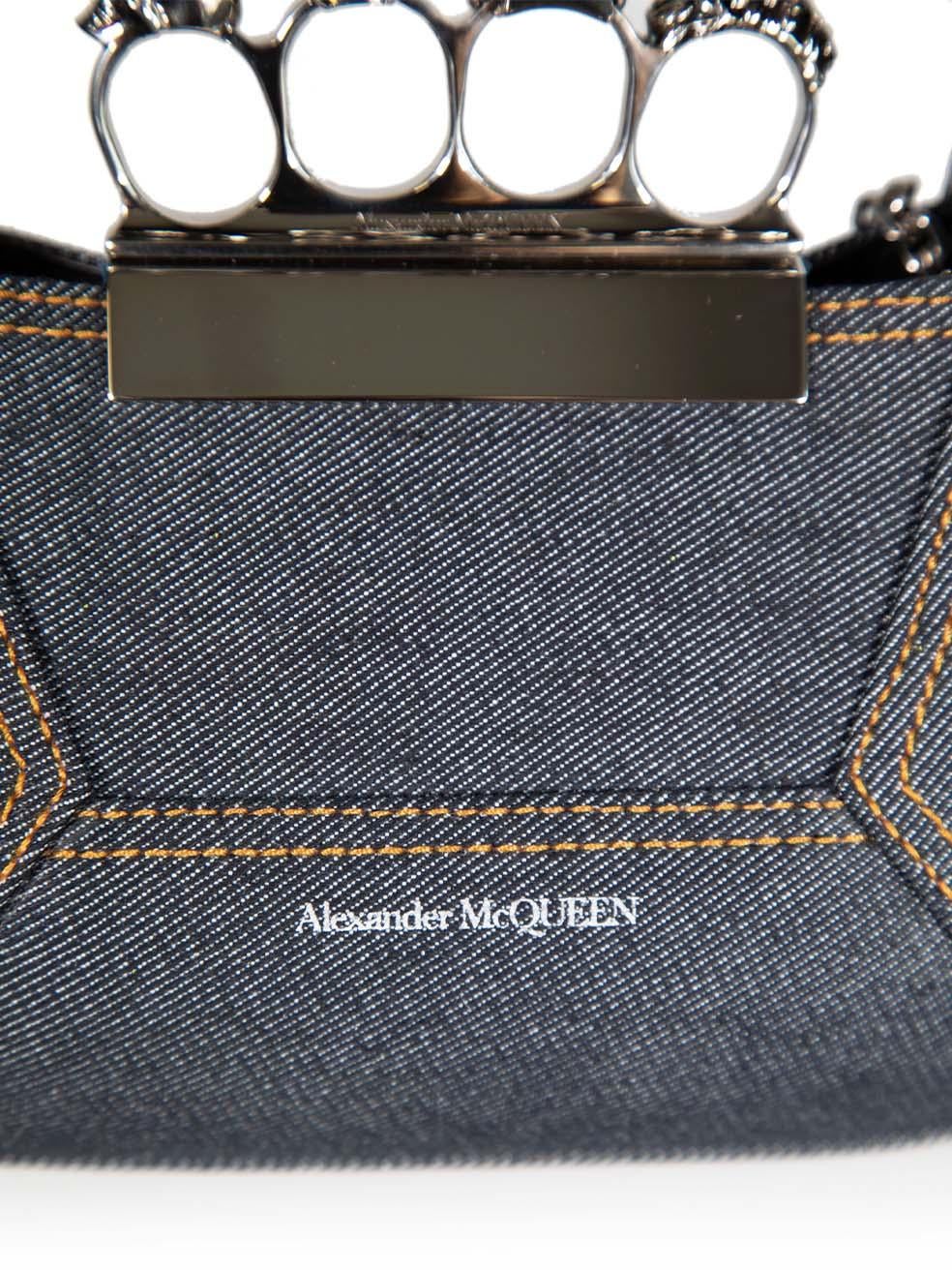Alexander McQueen Navy Mini The Jewelled Hobo Denim Bag 3