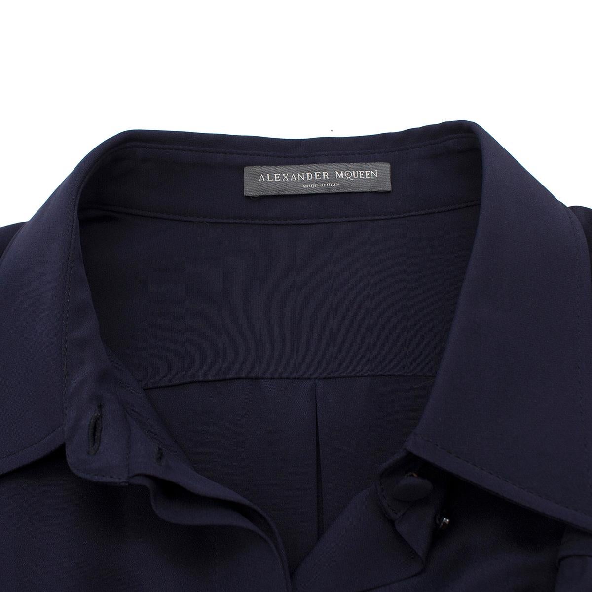 Alexander Mcqueen Navy Silk Longline Shirt IT 38 1