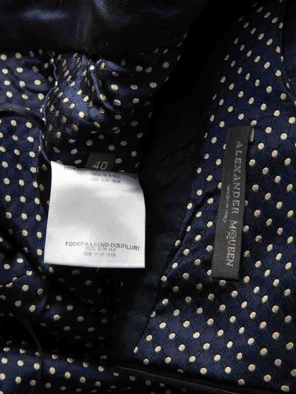 Alexander McQueen Navy Silk Polkadot Halter Dress Size S For Sale 1