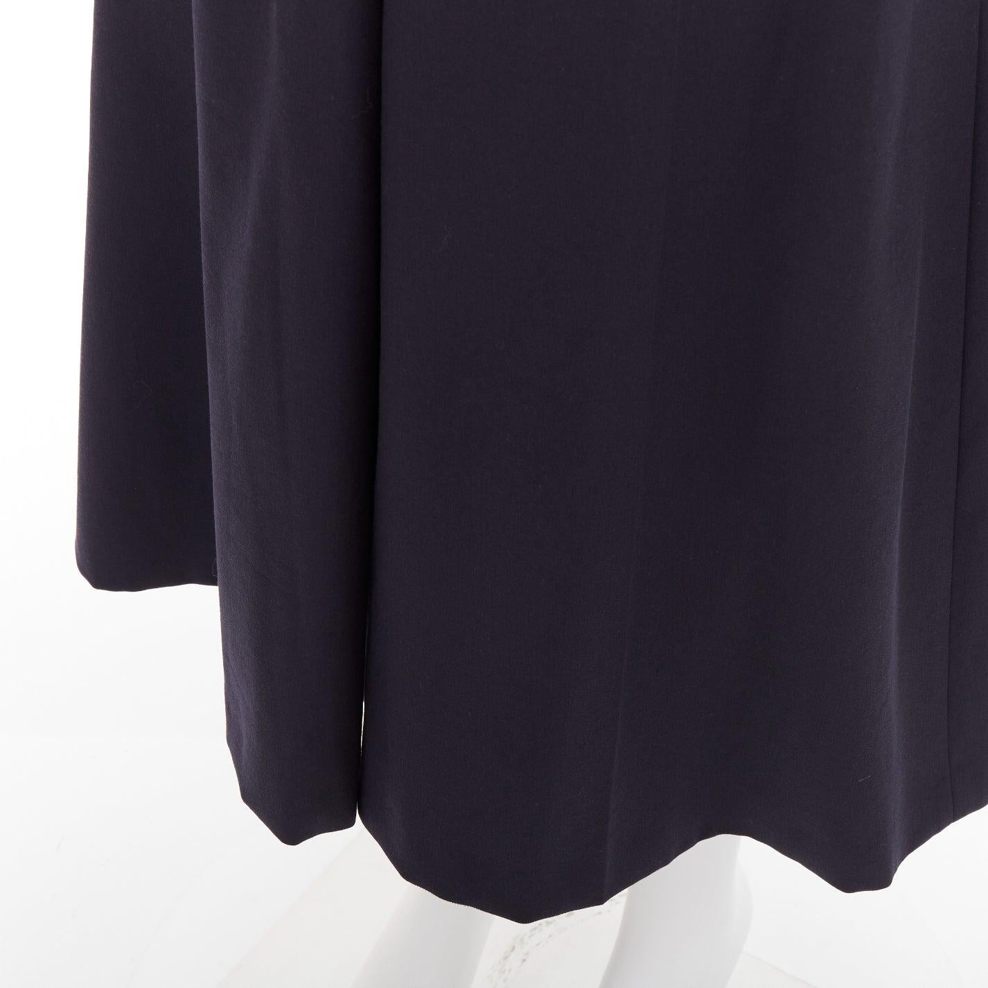 ALEXANDER MCQUEEN navy virgin wool box pleat wide leg cropped pants IT34 XXS en vente 2