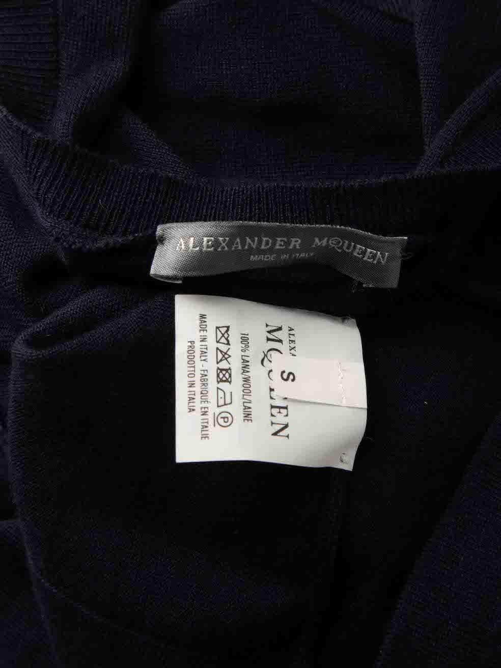 Women's Alexander McQueen Navy Wool Peplum Ruffled Top Size S For Sale