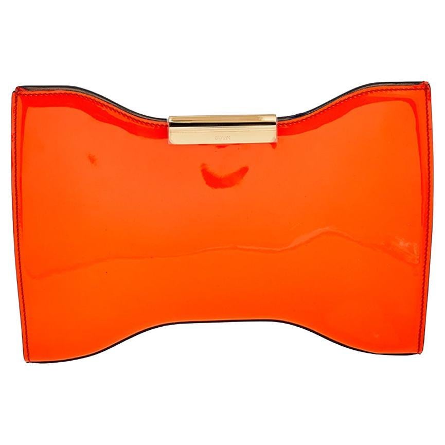 Alexander McQueen Neon Orange Patent Leather Clutch