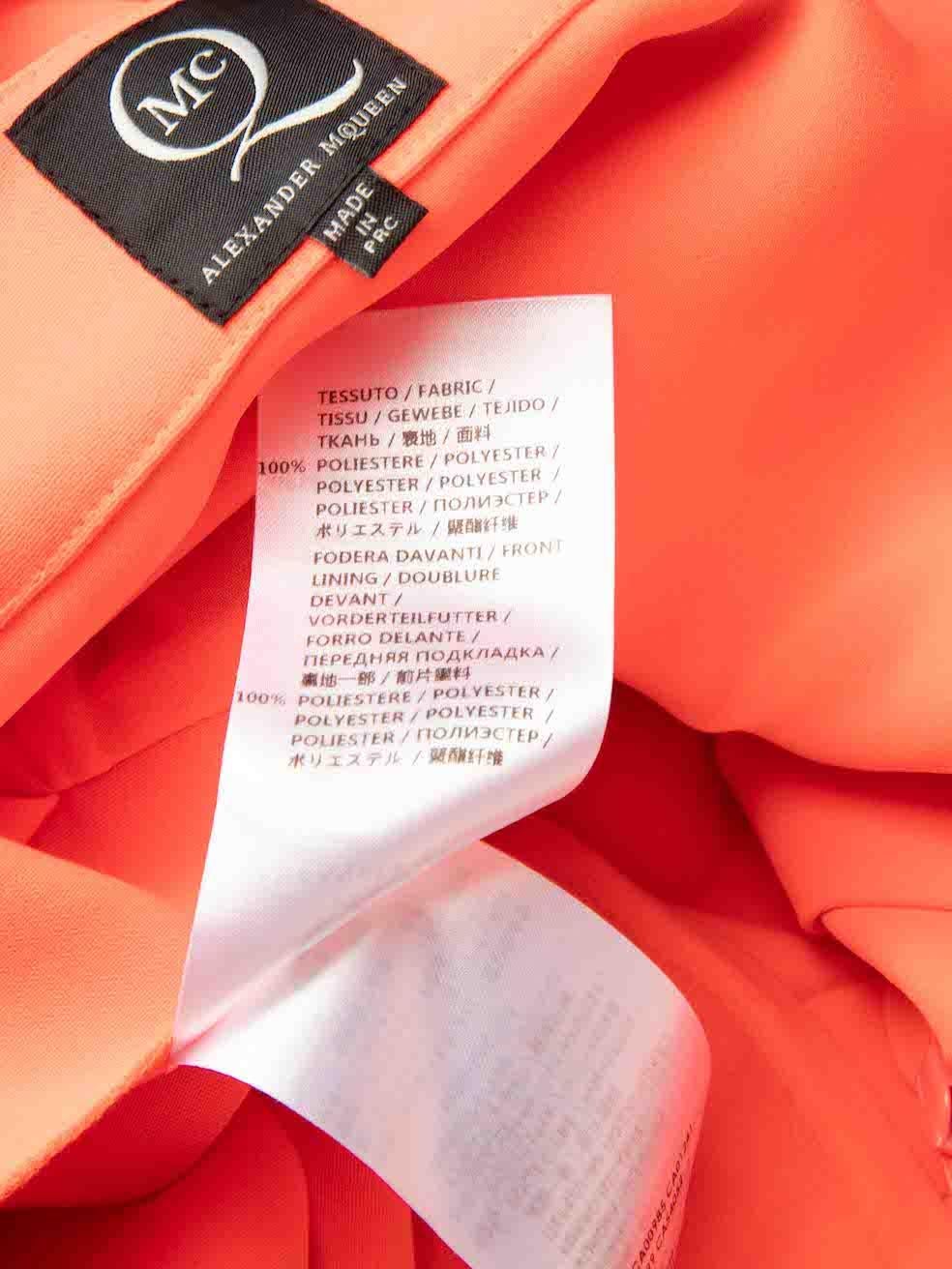 Women's Alexander McQueen Neon Orange Pleated Mini Skirt Size S For Sale