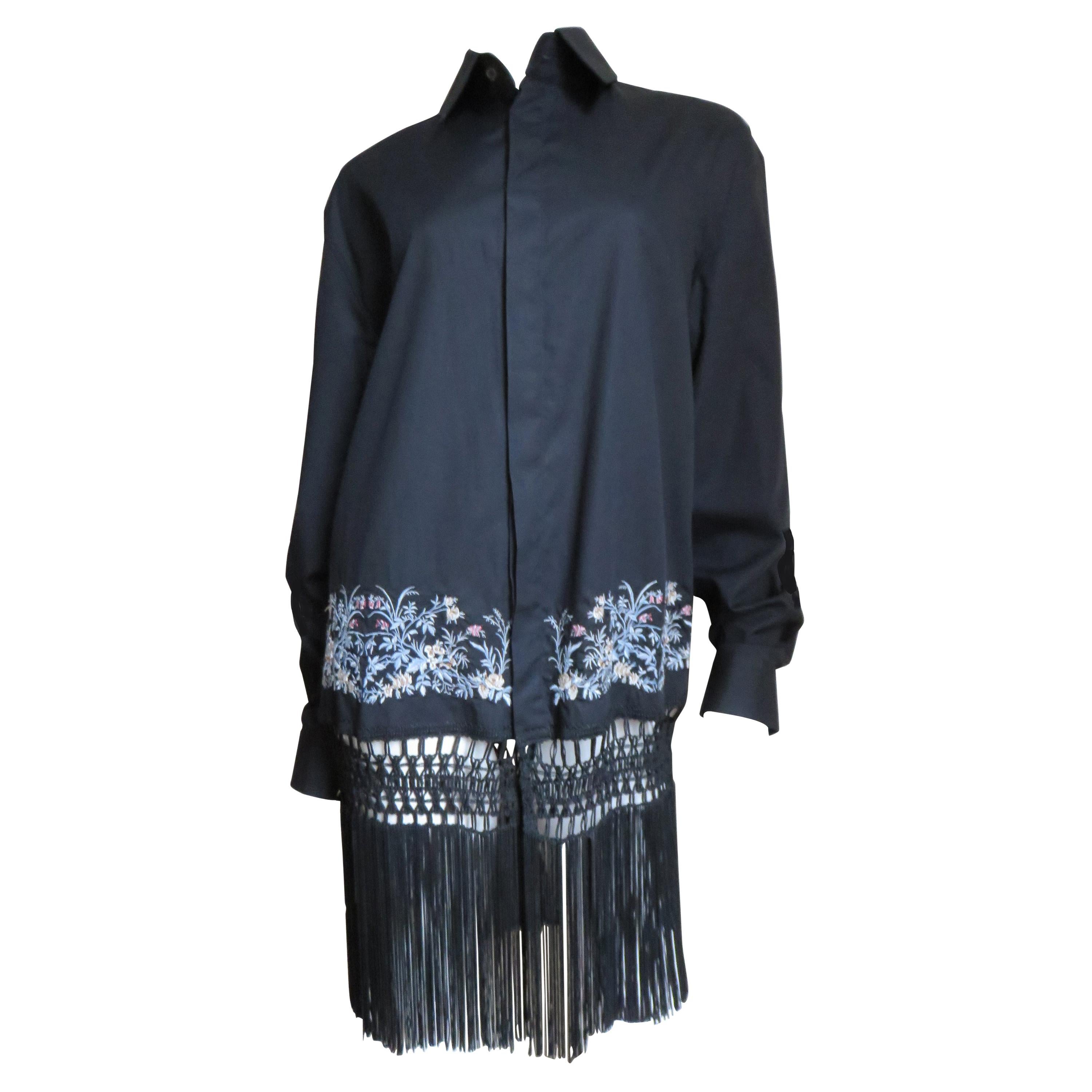 Alexander McQueen New Fringe Embroidery Shirt S/S 1999 For Sale