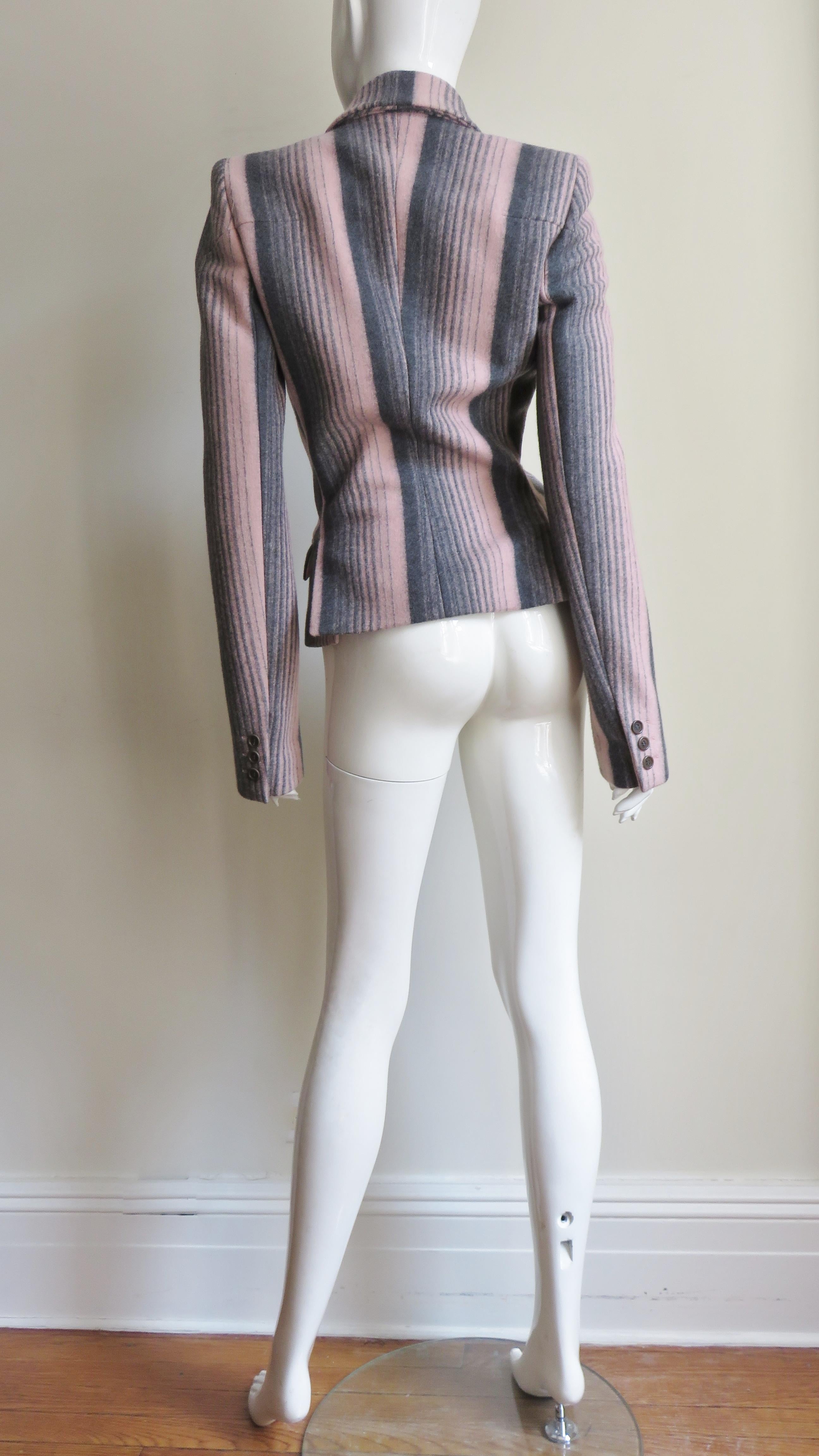 Alexander McQueen New Grey and Pink Striped Jacket F/W 1999 For Sale 7