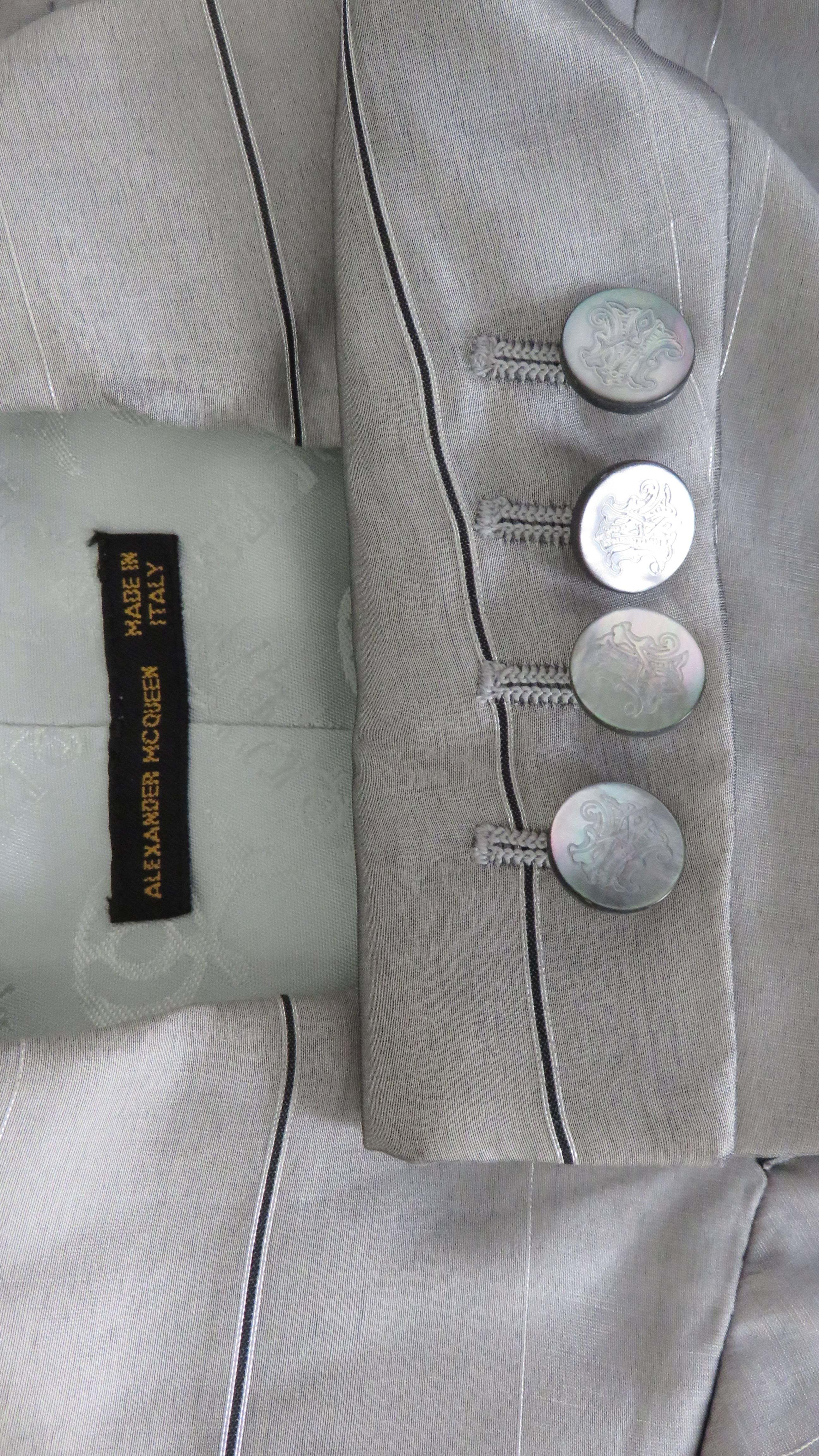 Alexander McQueen New S/S 1999 Silk Shirt and Jacket For Sale 10
