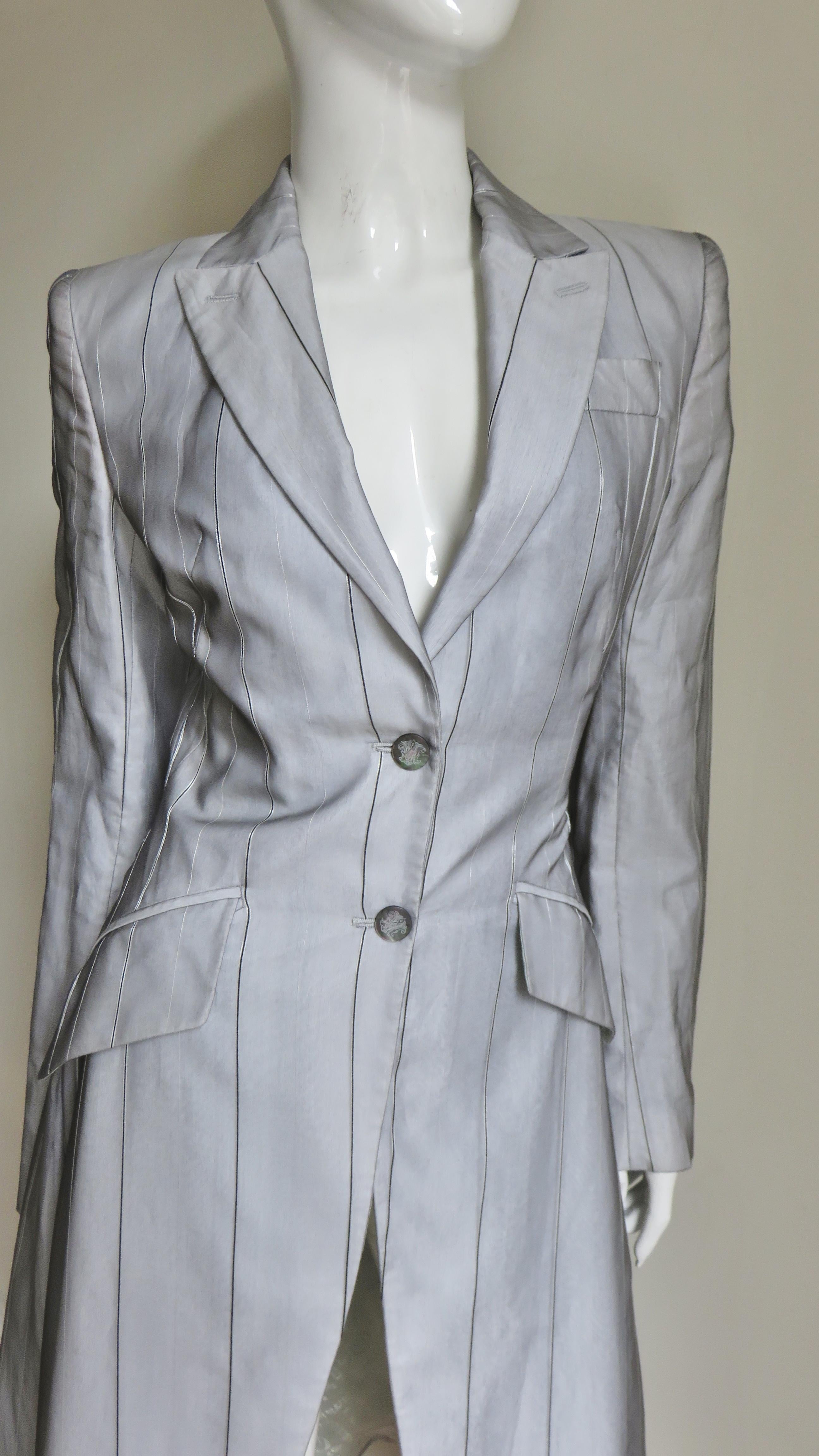 Alexander McQueen New S/S 1999 Silk Shirt and Jacket In New Condition For Sale In Water Mill, NY