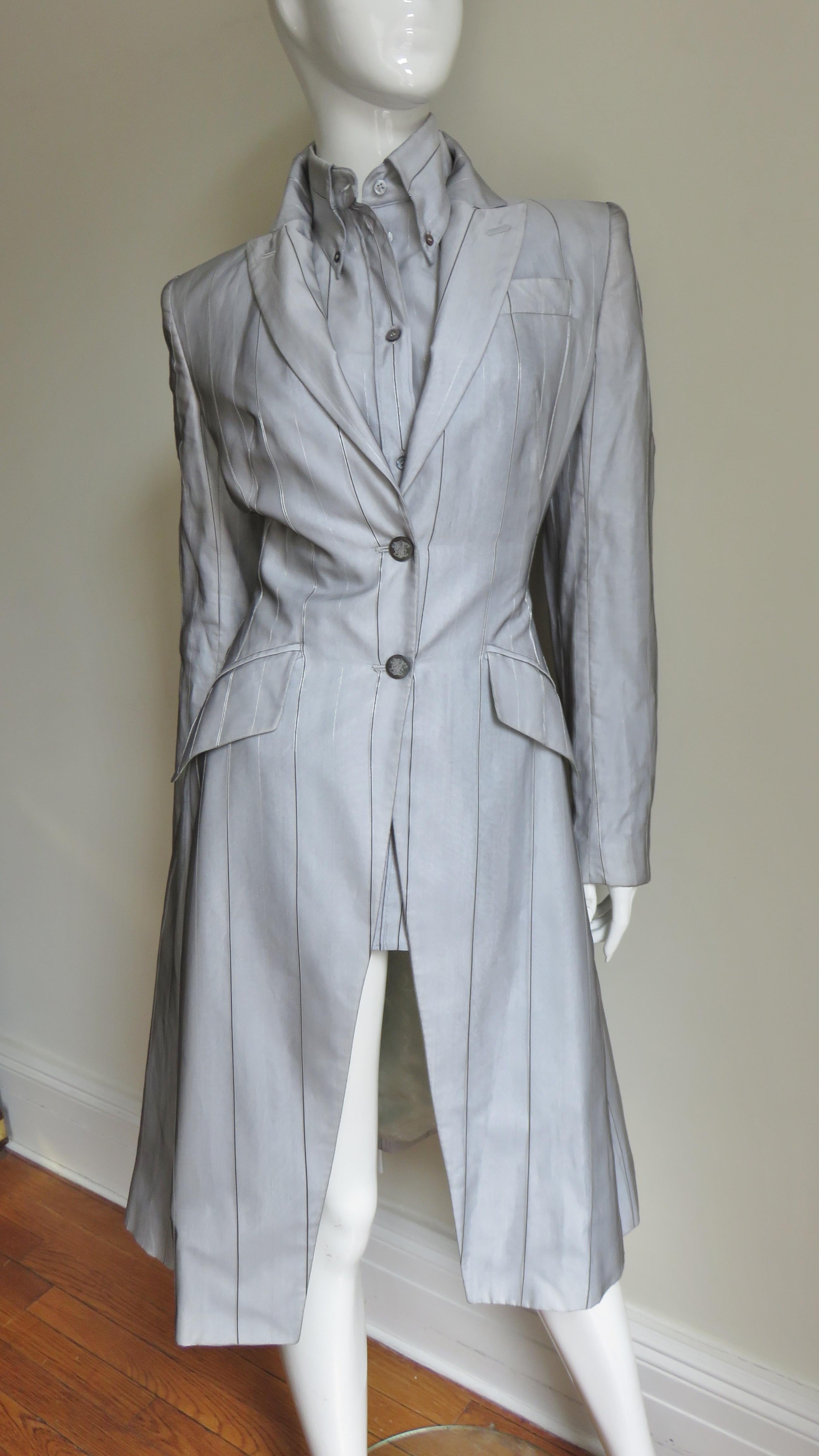 Alexander McQueen New S/S 1999 Silk Shirt and Jacket For Sale 3