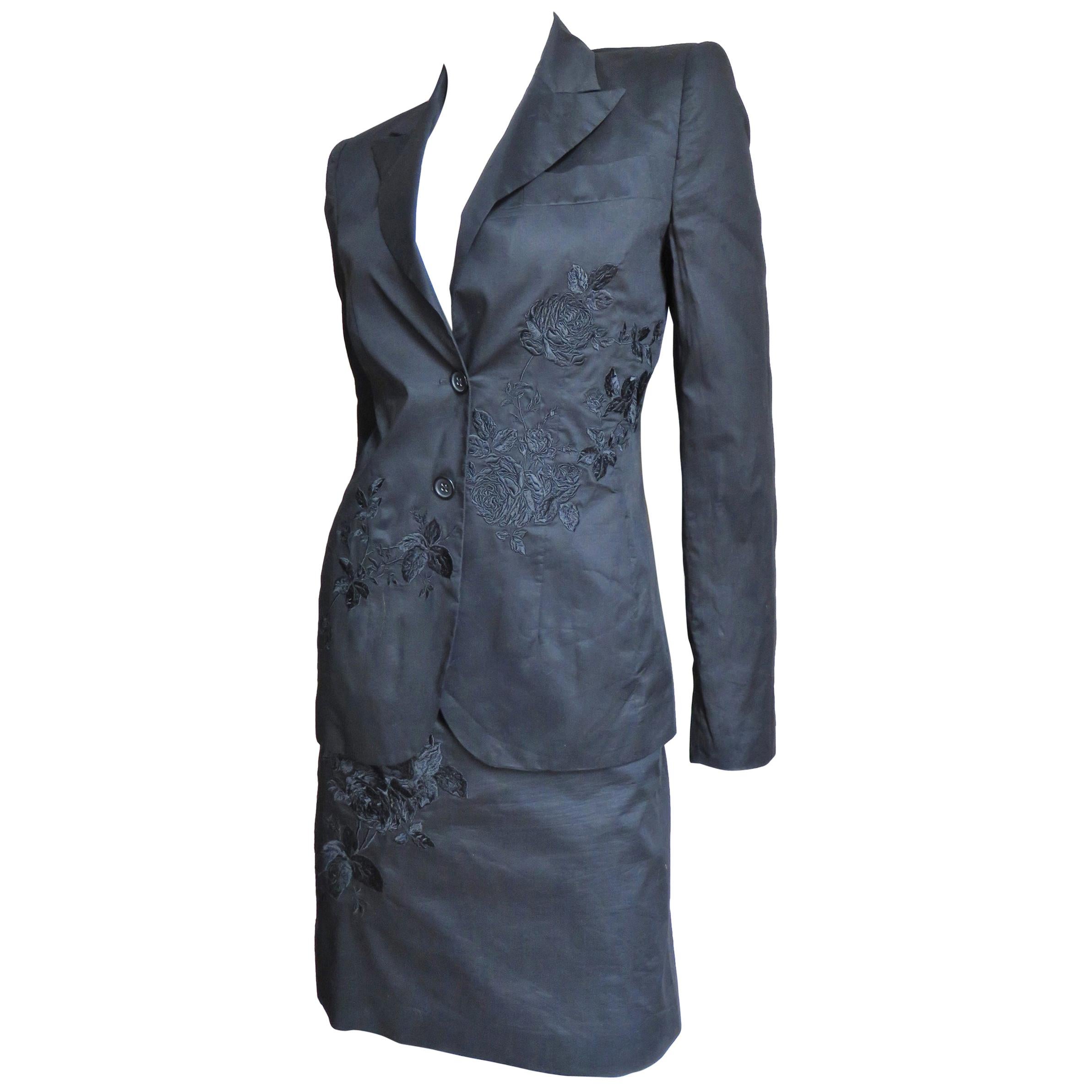 Alexander McQueen New S/S 2002 Three Piece Skirt Suit with Embroidery