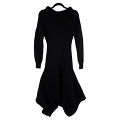 Alexander McQueen New w/ Tags Black Ribbed Knit Flare Dress Size XS