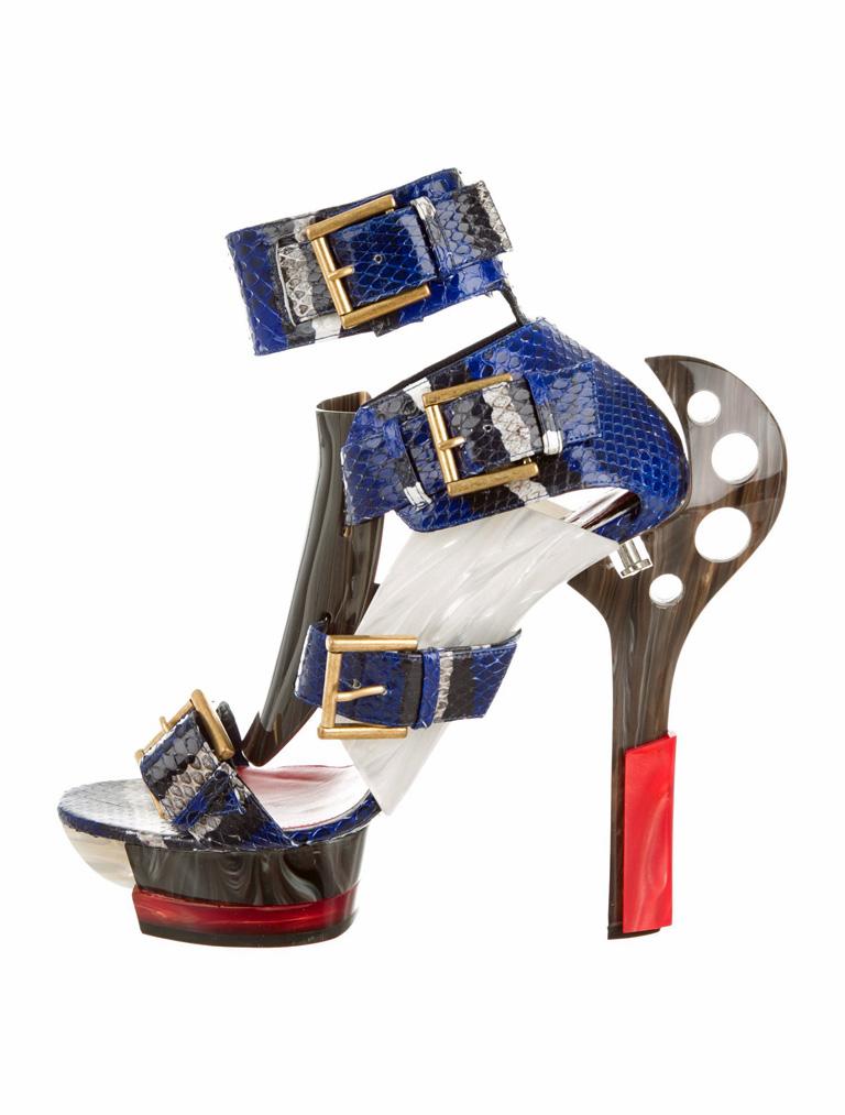 Alexander McQueen NIB Kate Moss, Nicki Minaj Maya Pitón Plataforma Tacones Sandalias en Nuevo estado para la venta en Los Angeles, CA