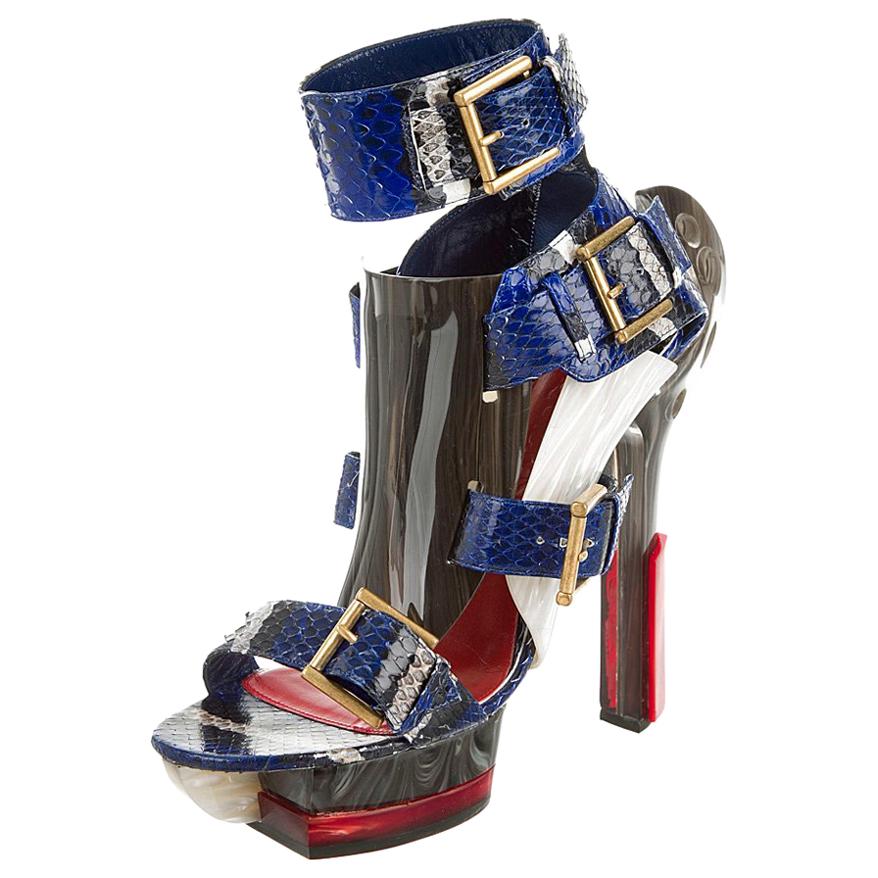 Alexander McQueen NIB Nicki Minaj Maya Tacchi con Piattaforma in Pitone Sandali