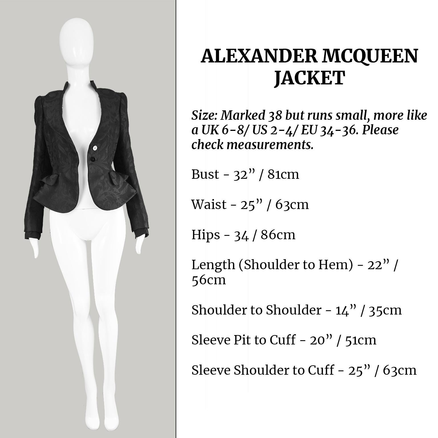 Alexander McQueen Nipped Waist Black Damask Architectural Peplum Jacket, 2012 5