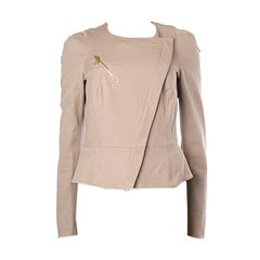 ALEXANDER MCQUEEN nude pink cotton BIKER Jacket 42