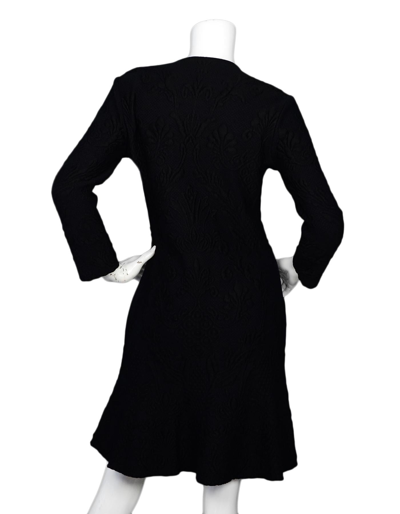 Alexander McQueen NWT Black Brocade Longsleeve Dress Sz XL In New Condition In New York, NY